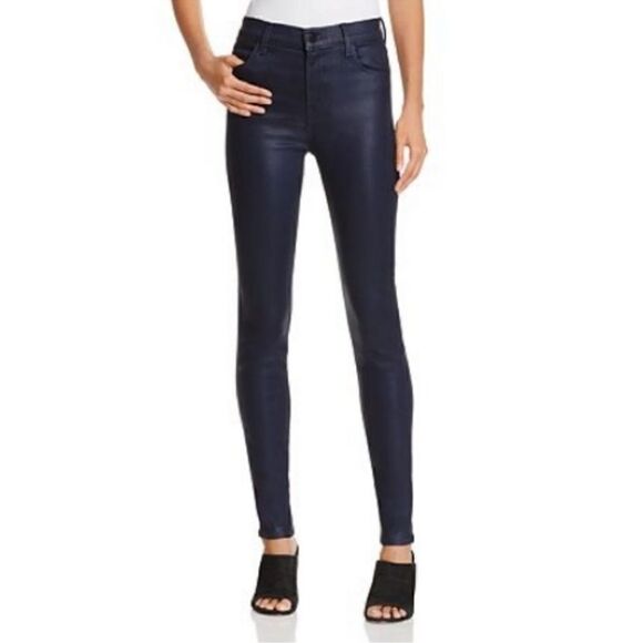 J Brand Maria Coated High Rise Skinny Jeans in Blueberry - Picture 1 of 12
